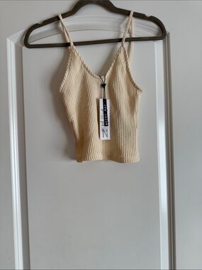 Noisy May Cream Ribbed V-Neck Cami